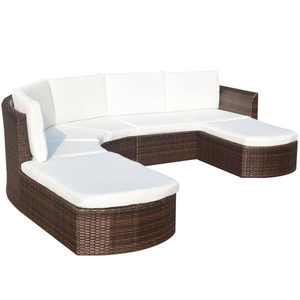vidaXL Salon de jardin 4 pcs avec coussins R&eacute;sine tress&eacute;e Marron
