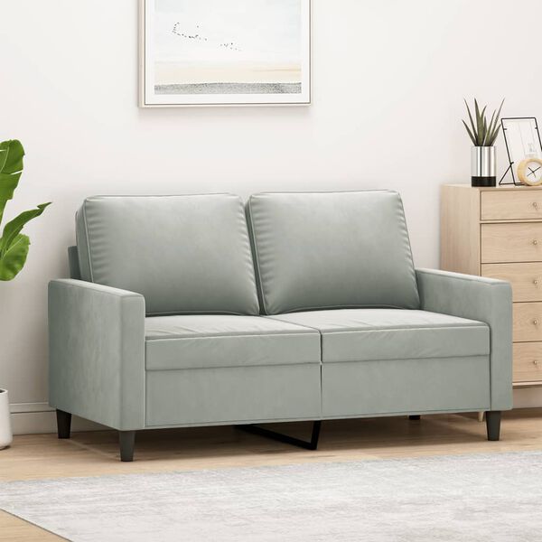 vidaXL Canap&eacute; &agrave; 2 places Gris clair 120 cm Velours