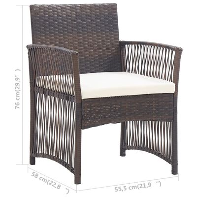 vidaXL Salon de jardin 4 pcs avec coussins Résine tressée Marron