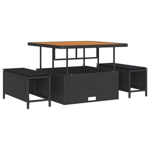 vidaXL Ensemble de salle &agrave; manger pour jardin Noir polyrotin