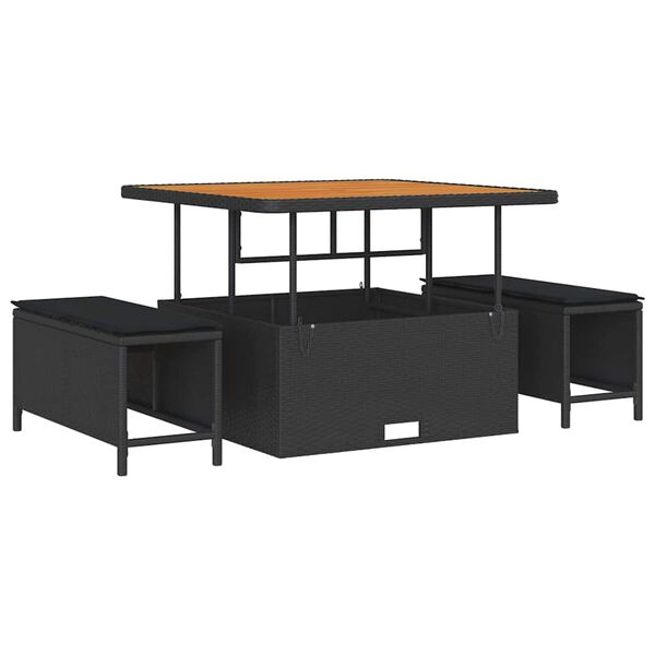 vidaXL Ensemble de salle &agrave; manger pour jardin Noir polyrotin