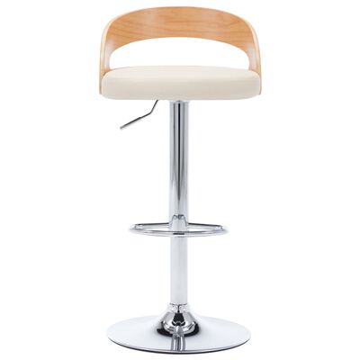 vidaXL Tabourets de bar lot de 2 crème similicuir et bois courbé