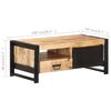 vidaXL Table basse 100x50x40 cm Bois de manguier brut