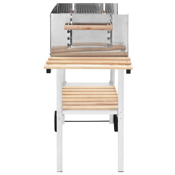 vidaXL Barbecue au charbon sur chariot Acier inoxydable et 2 &eacute;tag&egrave;res