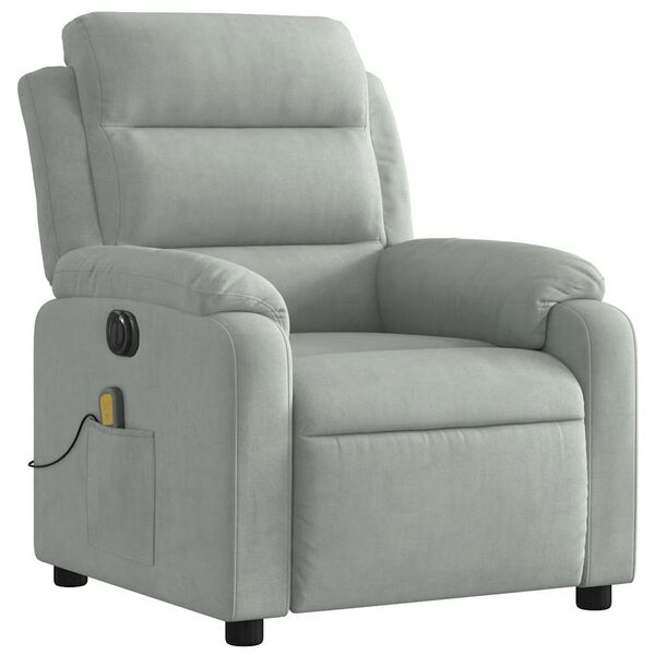 vidaXL Fauteuil inclinable de massage électrique gris clair velours