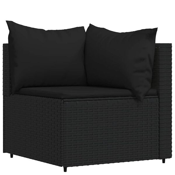 vidaXL Salon de jardin 4 pcs avec coussins Noir R&eacute;sine tress&eacute;e