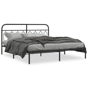 vidaXL Cadre de lit m&eacute;tal sans matelas avec t&ecirc;te de lit noir 193x203cm