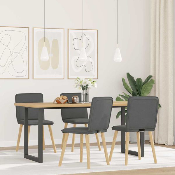 vidaXL Chaises &agrave; manger lot de 4 gris fonc&eacute; tissu