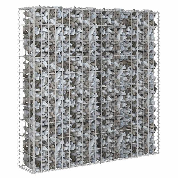 vidaXL Mur &agrave; gabion avec couvercles Acier galvanis&eacute; 80x20x100 cm