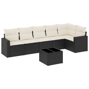 vidaXL Salon de jardin 7 pcs avec coussins noir r&eacute;sine tress&eacute;e