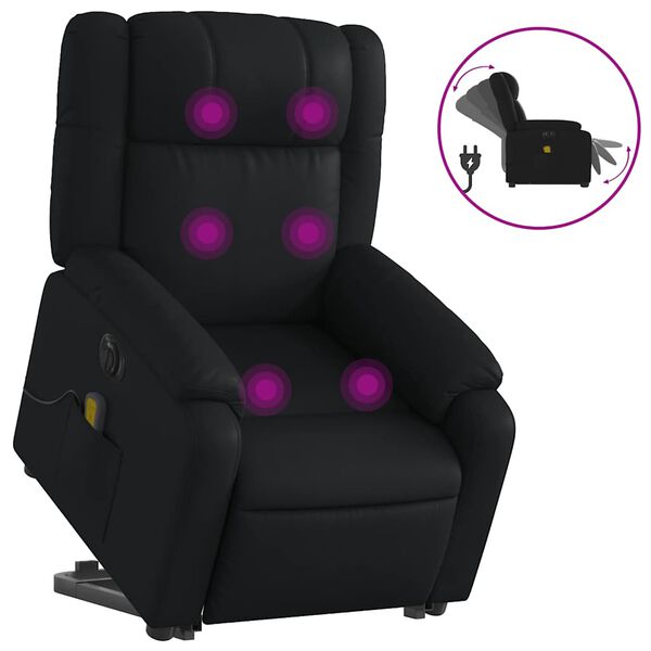 vidaXL Fauteuil inclinable de massage électrique noir similicuir