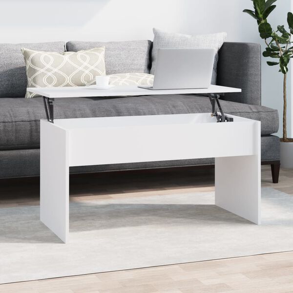 vidaXL Table basse Blanc 102x50,5x52,5 cm Bois d'ing&eacute;nierie