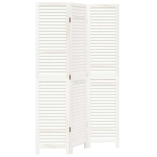 vidaXL Cloison de séparation 3 panneaux blanc bois de paulownia massif