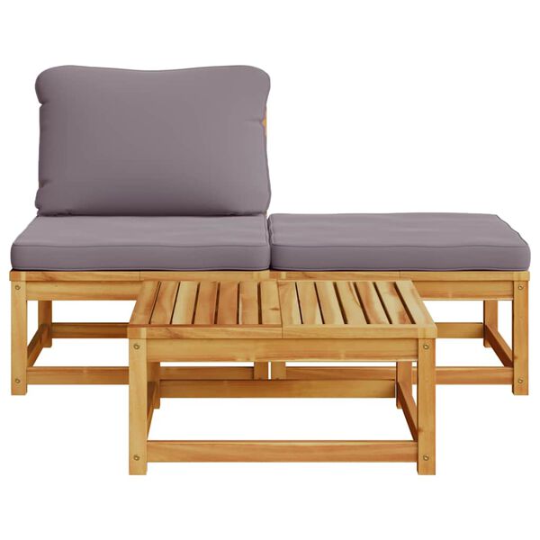 vidaXL Salon de jardin 3 pcs avec coussins bois massif d'acacia