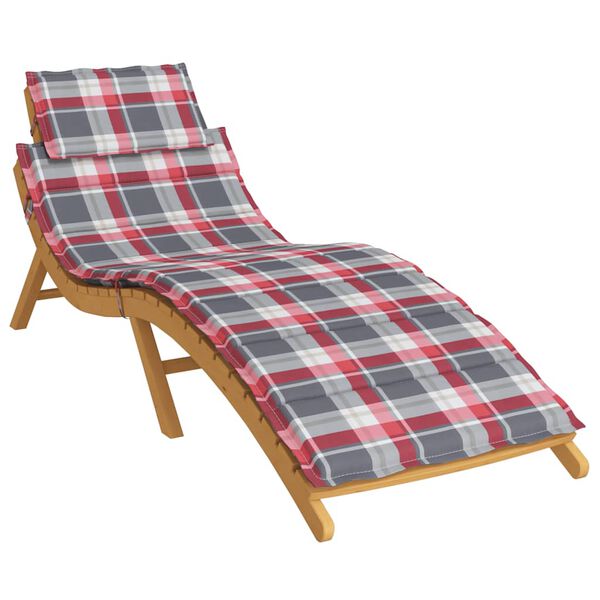 vidaXL Coussin de chaise longue &agrave; carreaux rouge 186x58x4 cm