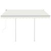 vidaXL Auvent rétractable automatique et poteaux 3x2,5 m crème