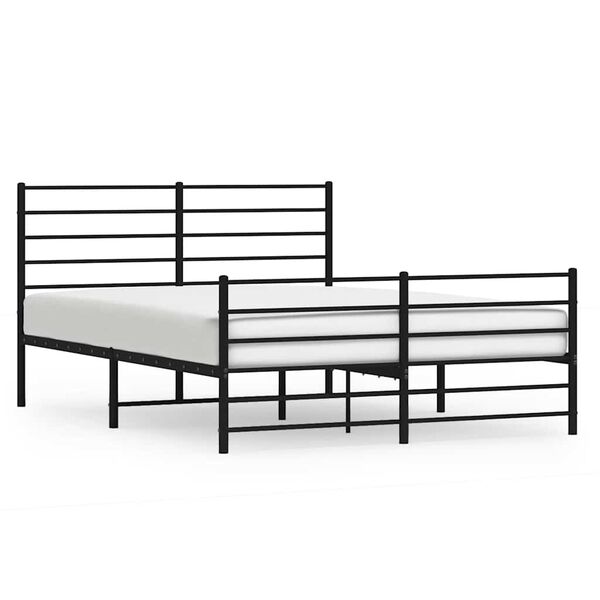 vidaXL Cadre de lit m&eacute;tal sans matelas avec pied de lit noir 150x200cm