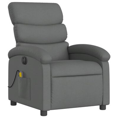 vidaXL Fauteuil inclinable de massage électrique gris foncé tissu