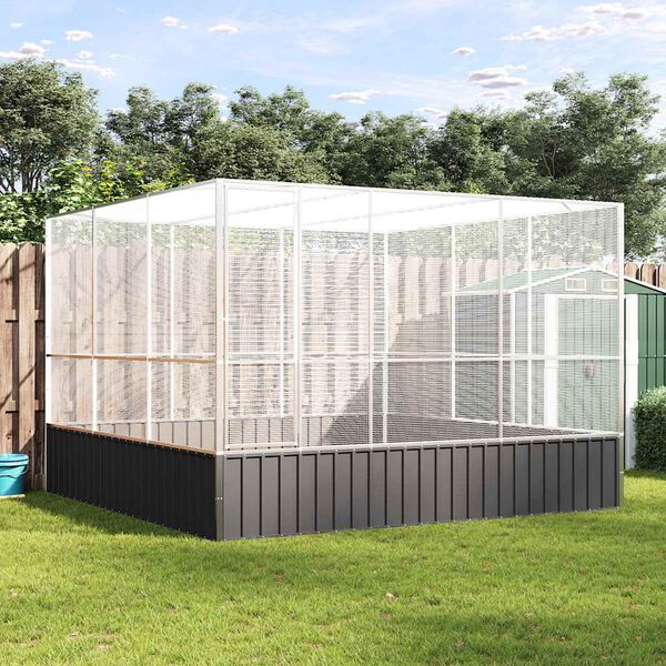 vidaXL Voli&egrave;re argent&eacute; 311x307x212 cm acier