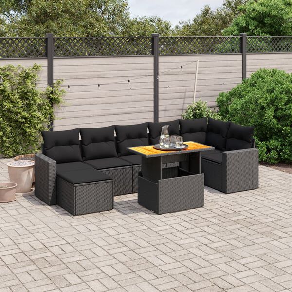 vidaXL Salon de jardin 8 pcs avec coussins gris r&eacute;sine tress&eacute;e