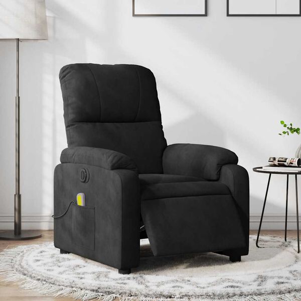vidaXL Fauteuil inclinable de massage &eacute;lectrique noir tissu microfibre
