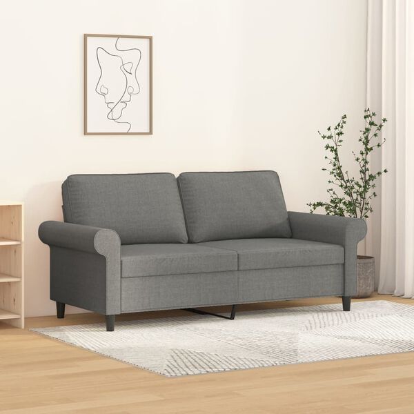 vidaXL Canap&eacute; &agrave; 2 places Gris fonc&eacute; 140 cm Tissu