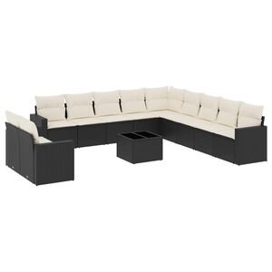 vidaXL Salon de jardin 12 pcs avec coussins noir r&eacute;sine tress&eacute;e