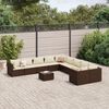 vidaXL Salon de jardin et coussins 11 pcs marron r&eacute;sine tress&eacute;e
