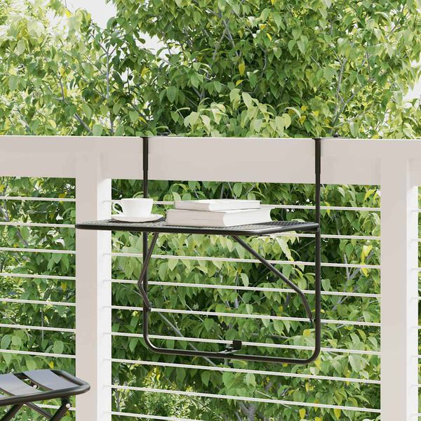 vidaXL Table de balcon Noir 60x40 cm Acier