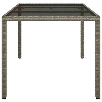 vidaXL Table de jardin 150x90x75 cm Verre trempé et poly rotin Gris