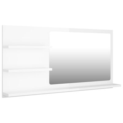 vidaXL Miroir de salle de bain Blanc brillant 90x10,5x45 cm Aggloméré