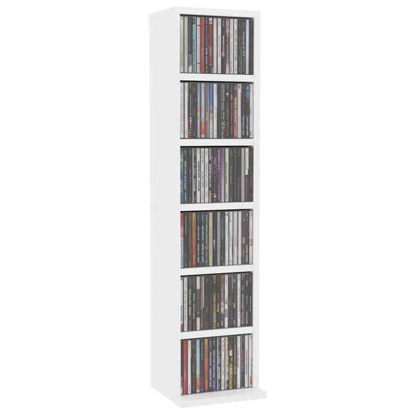 vidaXL Armoire &agrave; CD Blanc 21x20x88 cm Bois d'ing&eacute;nierie