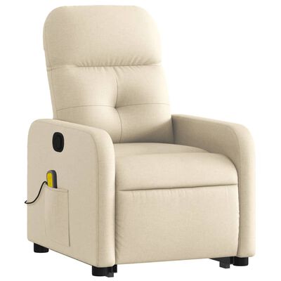 vidaXL Fauteuil inclinable de massage crème tissu