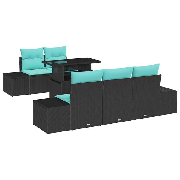 vidaXL Ensemble de Canap&eacute;s avec coussin 6 pcs Noir et Bleu polyrotin