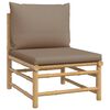 vidaXL Canap&eacute; central de jardin avec coussins taupe bambou