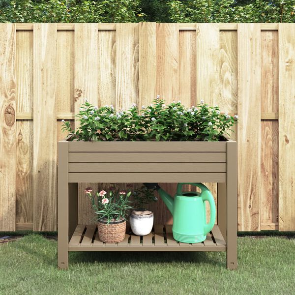 vidaXL Lit sur&eacute;lev&eacute; de jardin marron clair 110x45x79 cm polypropyl&egrave;ne