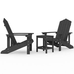 vidaXL Chaises de jardin Adirondack avec table PEHD Anthracite