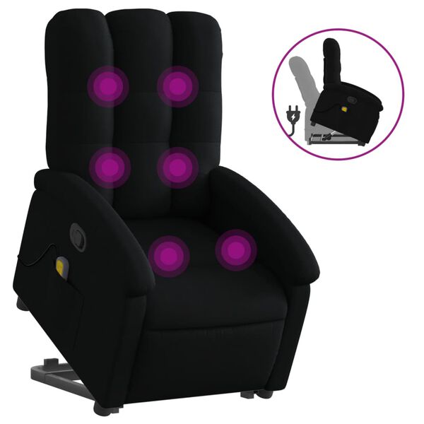 vidaXL Fauteuil inclinable de massage noir tissu