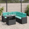 vidaXL Salon de jardin 6 pcs avec coussins noir r&eacute;sine tress&eacute;e acacia