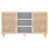 vidaXL Buffet Blanc 105x30x60 cm Bois de pin massif et rotin naturel