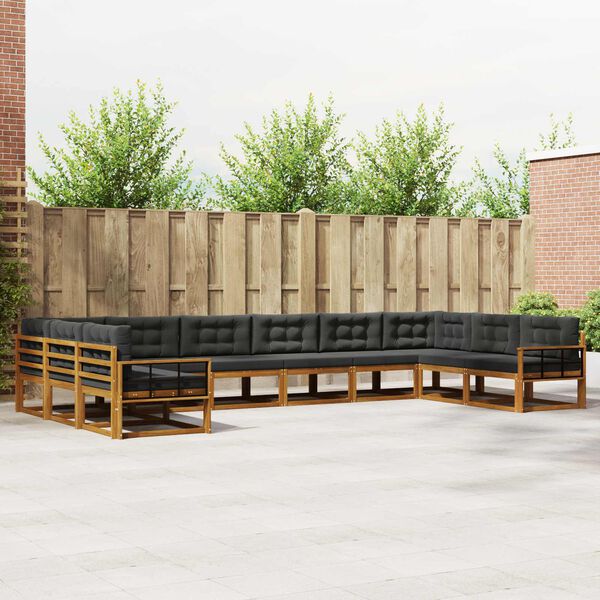 vidaXL Ensemble de canap&eacute;s d'ext&eacute;rieur 10 pcs Naturel et Anthracite