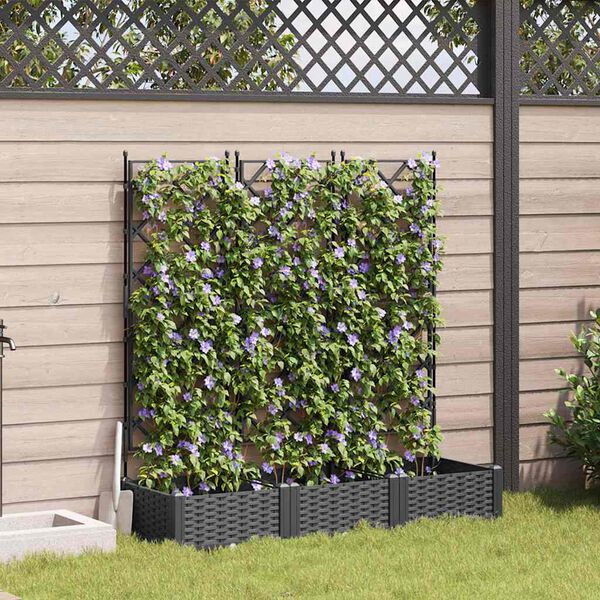 vidaXL Cache-pot de jardin 3 pcs Noir 120 x 40 x 125,5 cm Plastique
