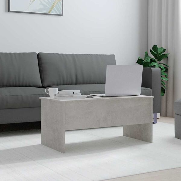 vidaXL Table basse gris b&eacute;ton 102x50,5x46,5 cm bois d'ing&eacute;nierie