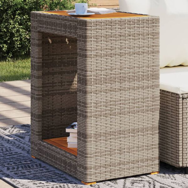 vidaXL Table d'appoint de jardin dessus en bois gris 60x40x75 cm