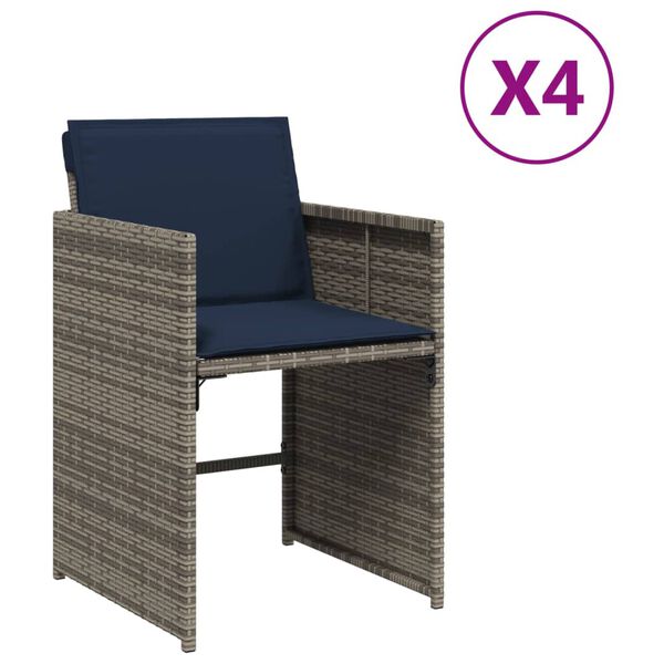 vidaXL Chaises de jardin avec coussins lot de 4 gris résine tressée