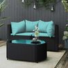 vidaXL Salon de jardin 3 pcs avec coussins Noir R&eacute;sine tress&eacute;e