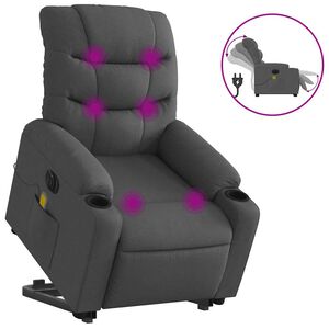 vidaXL Fauteuil inclinable de massage électrique gris foncé tissu