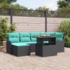vidaXL Ensemble de canap&eacute; de jardin avec coussin 7 pcs Noir et bleu