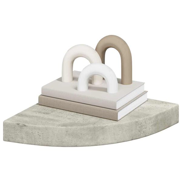 vidaXL &Eacute;tag&egrave;re d'angle murale Gris b&eacute;ton 25x25x3,8 cm MDF