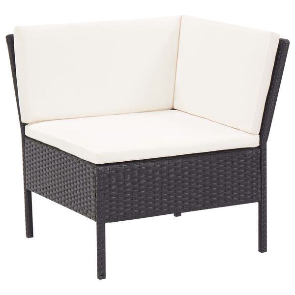 vidaXL Salon de jardin 3 pcs avec coussins R&eacute;sine tress&eacute;e Noir